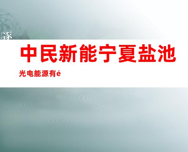 中民新能宁夏盐池光电能源有限公司